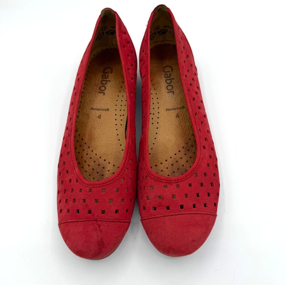 Gabor Hovercraft Red Suede Ballet Shoes Slip-On Flats Size US‎ 4/UK 4/EU 37